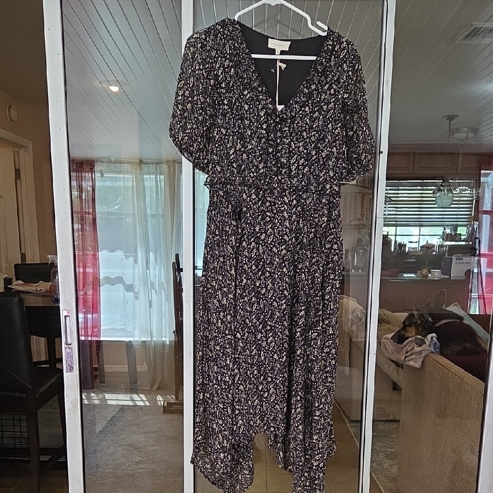 MELLODAY Black Floral High Low Dress